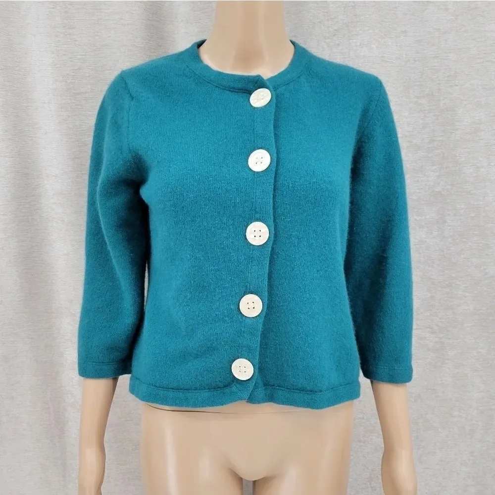 Banana Republic Angora Wool Teal Cardigan - Picture 1 of 10